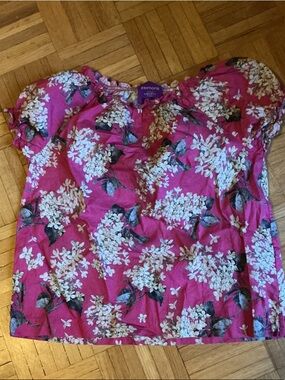 Simons x Liberty fabric Hot Pink Floral Blouse